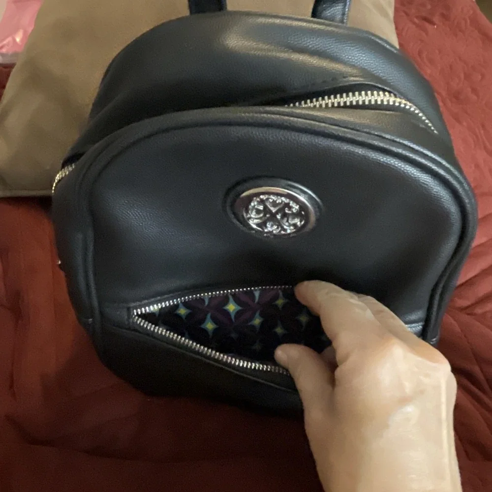NWT CXL by Christian Lacroix Pine Caviar Backpack‎ Black Zip , Travel, School